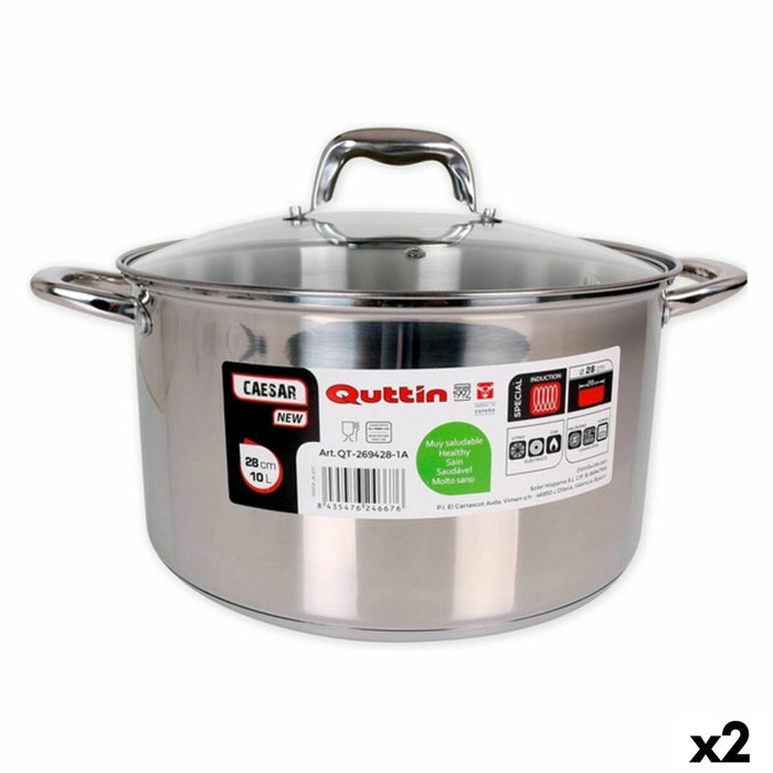 Casserole Quttin 139513 10 L Acier (2 Unités) (ø 28 x 16,5 cm)