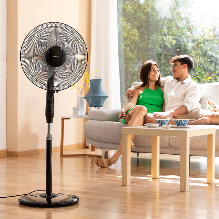 Pedestal Fan with Remote Control InnovaGoods Airstreem Black 45 W