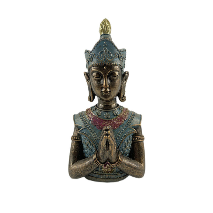 Bust Romimex Blue Natural Resin Buddha 11 x 11 x 10 cm