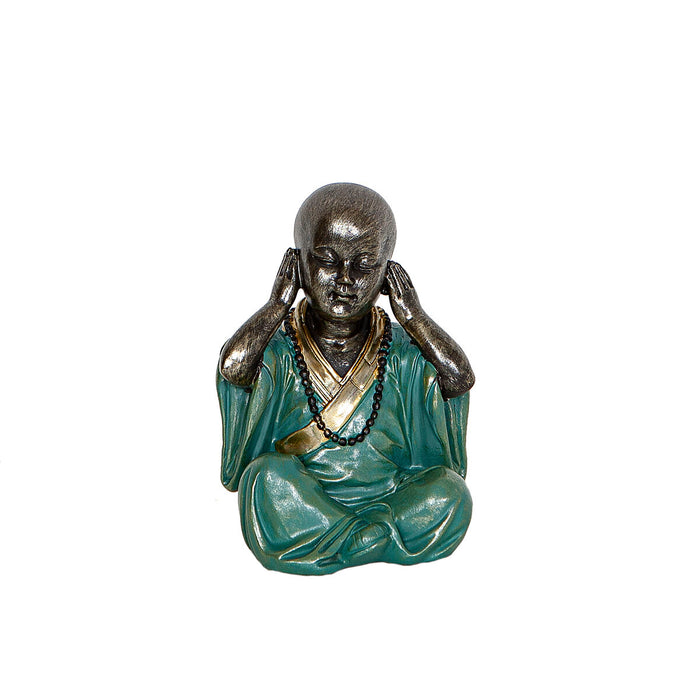 Decorative Figure Romimex Turquoise Golden Monk 13 x 18 x 11 cm