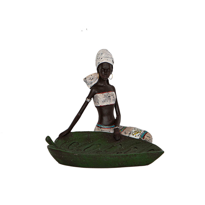 Decorative Figure Romimex Brown African Woman 20 x 19 x 20 cm