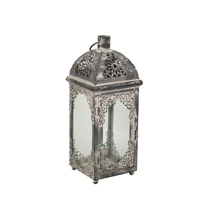 Farol Romimex Gris Metal Vidrio 13 x 33 x 13 cm