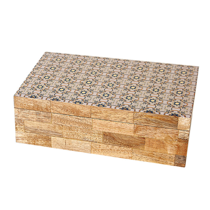 Decorative box Romimex Brown Beige Resin MDF Wood 23 x 8 x 15 cm