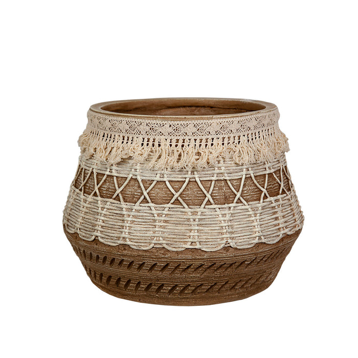 Cache-pot Romimex Beige Résine Avec franges 31 x 30 x 31 cm