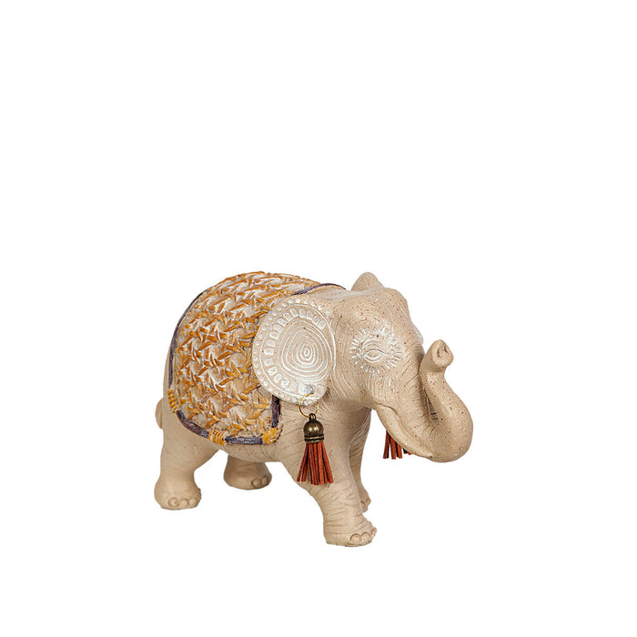 Decorative Figure Romimex Beige Natural Polyresin Elephant 9 x 13 x 20 cm