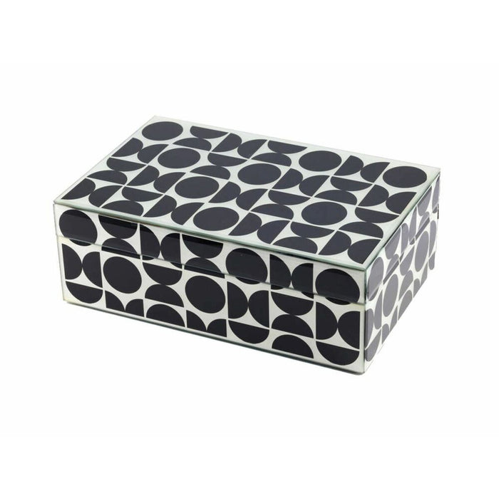 Jewelry box Romimex White Black Glass 25 x 11 x 18 cm