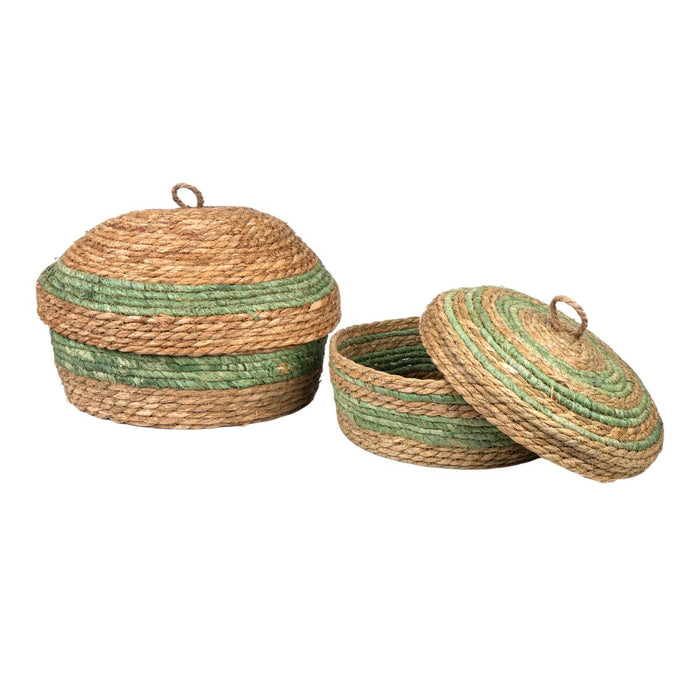 Juego de Cajas Decorativas Romimex Natural Fibra natural 34 x 14 x 34 cm 2 Piezas