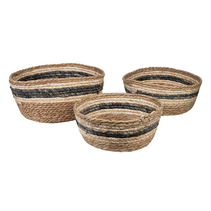 Set of Baskets Romimex 843755 Black Natural Fibre 3 Pieces