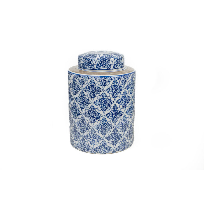 Bote Romimex Azul Blanco Porcelana 20 x 28 x 20 cm