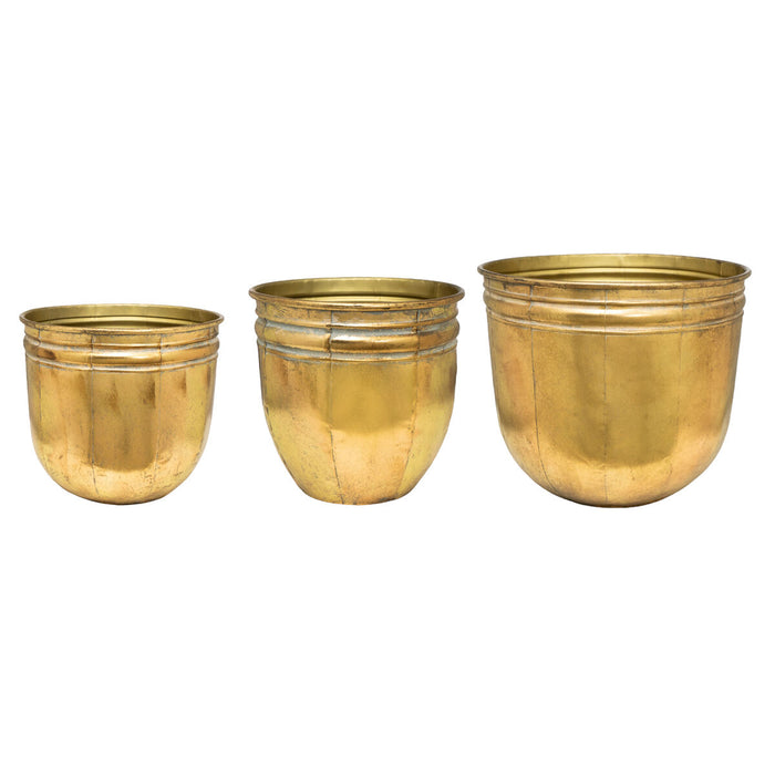 Set of Planters Romimex Golden Metal 38 x 33 x 38 cm 3 Pieces