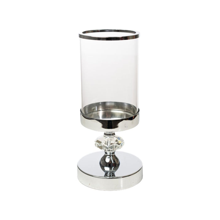 Candleholder Romimex Silver Metal Glass 12 x 26 x 12 cm