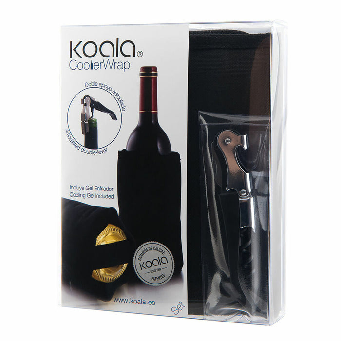 Set de Accesorios para Vino Koala Ac Negro Metal 2 Piezas