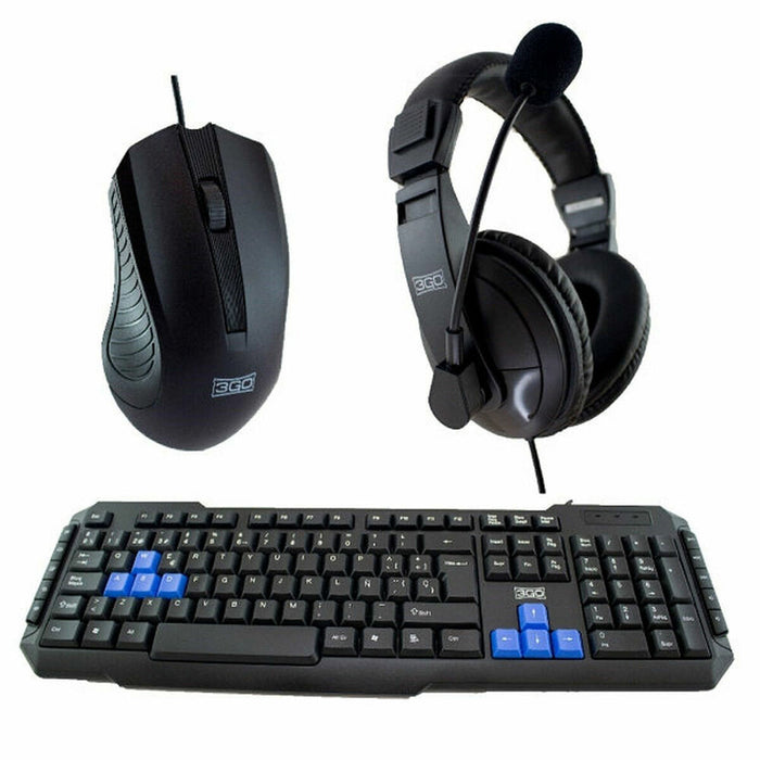 Pack Gaming 3GO COMBODRILEH2 Negro Multicolor Qwerty Español