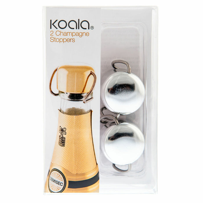 Juego de Tapones Koala Plateado Cava Plástico (2 uds)