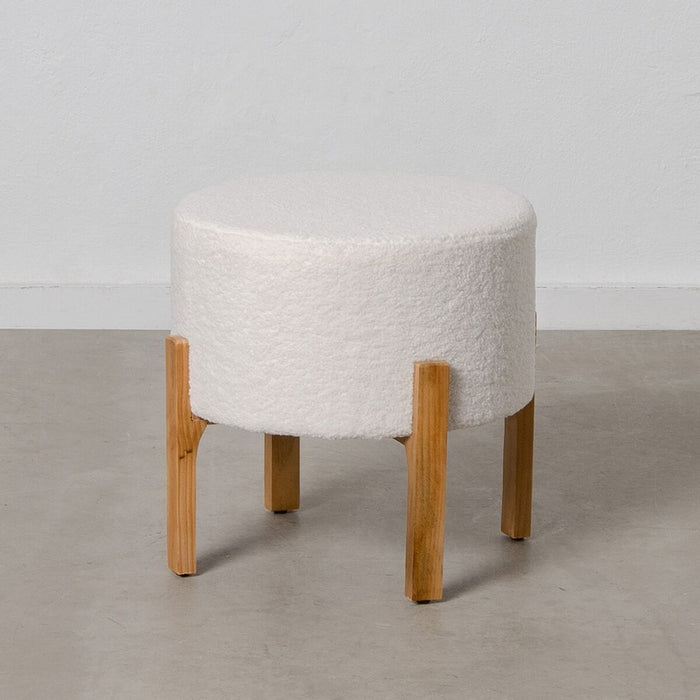 Pouf Tissu Synthétique Beige Bois 46 x 46 x 46 cm