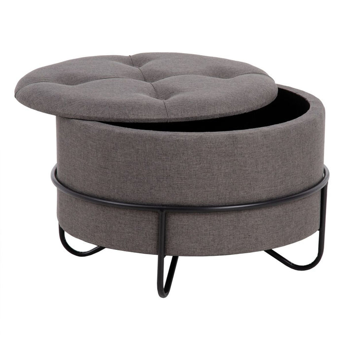 Pouf 63 x 63 x 41 cm Tissu Synthétique Métal Gris foncé