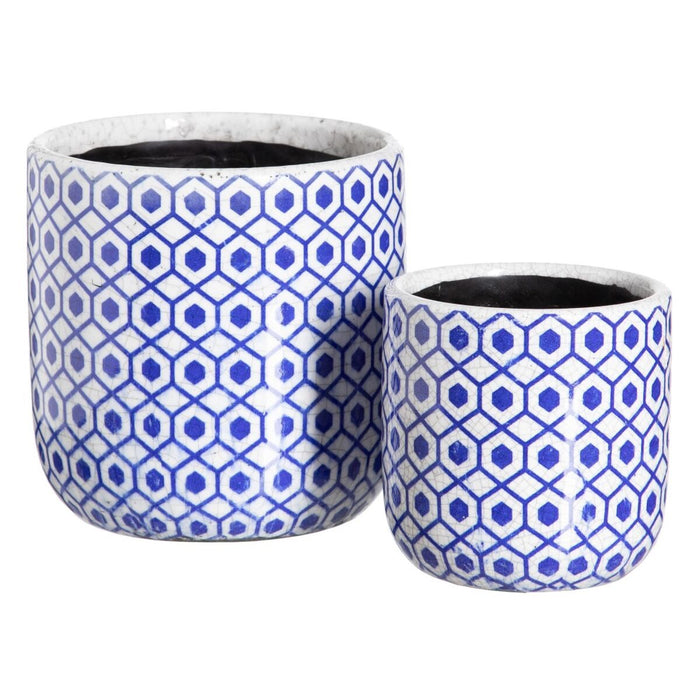 Set de pots de fleurs Bleu Terre cuite 19 x 19 x 17 cm Rond (2 Unités)