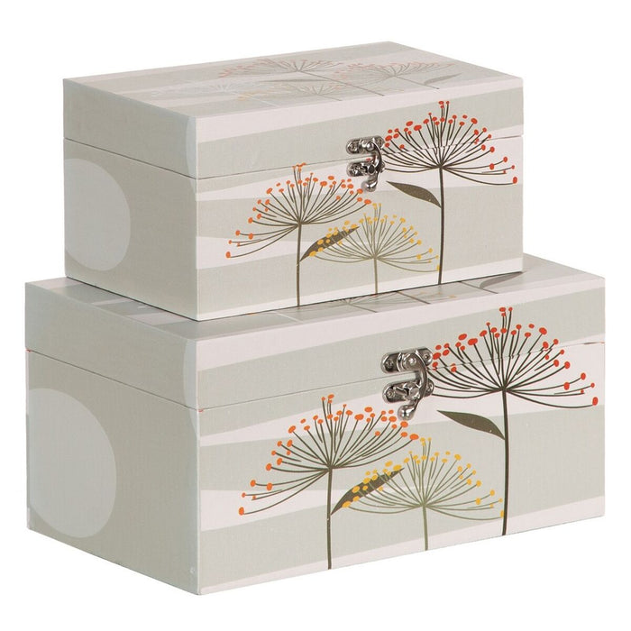 Caja Decorativa PVC Lona Papel DMF Flores 30 x 18 x 15 cm (2 Piezas)