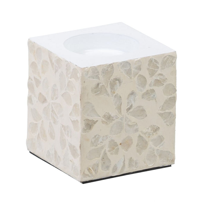 Portavelas Beige Nácar Madera MDF 10,5 x 10,5 x 10,5 cm