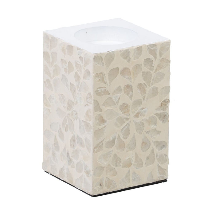 Bougeoir Beige Nacre noire Bois MDF 10,5 x 10,5 x 16 cm