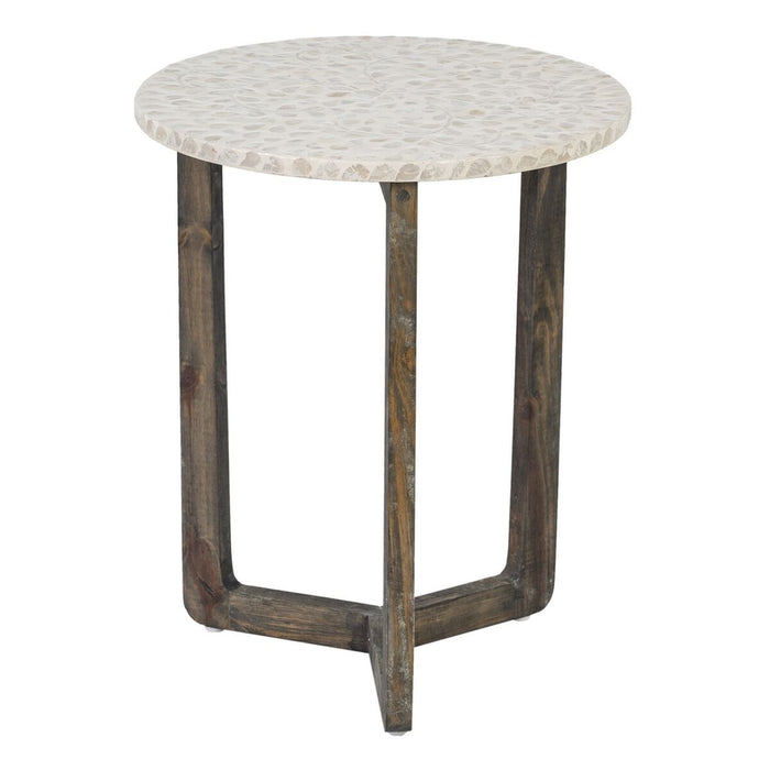 Table d'appoint Marron Beige Nacre noire Bois MDF 45 x 45 x 55 cm