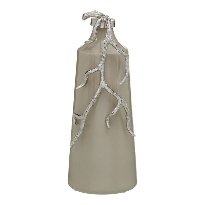 Botella Beige Plateado Aluminio Cristal 17 x 16 x 44 cm Decorativa