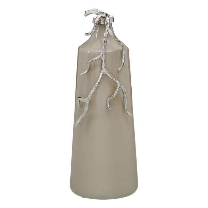 Botella Beige Plateado Aluminio Cristal 20 x 11 x 53 cm Decorativa