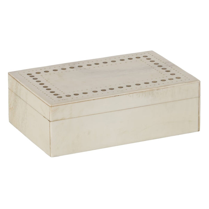 Caja Decorativa Crema Dorado Resina Cobre 23 x 15 x 8 cm