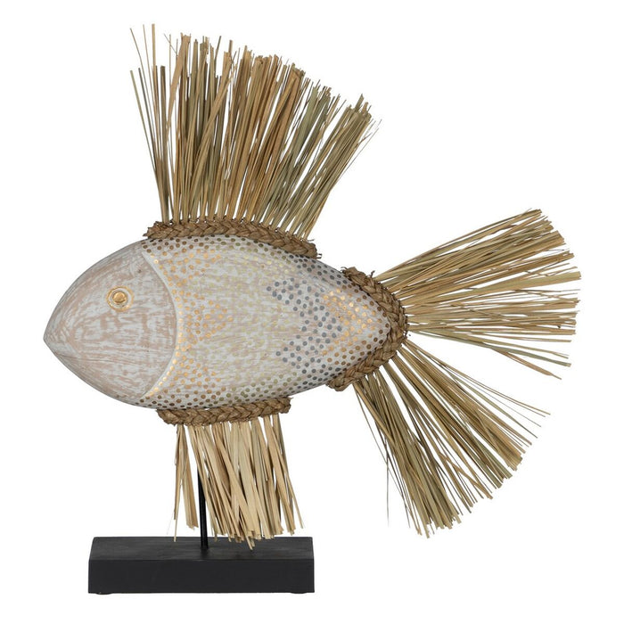 Figurine Décorative Blanc Marron Naturel Poisson 57 x 12 x 60 cm