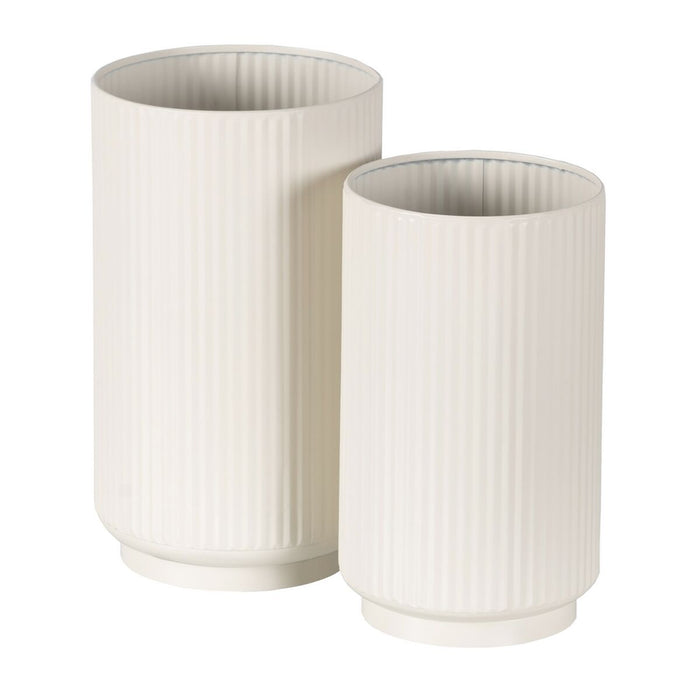 Set de pots de fleurs Crème Fer 16,5 x 16,5 x 28 cm (2 Unités)