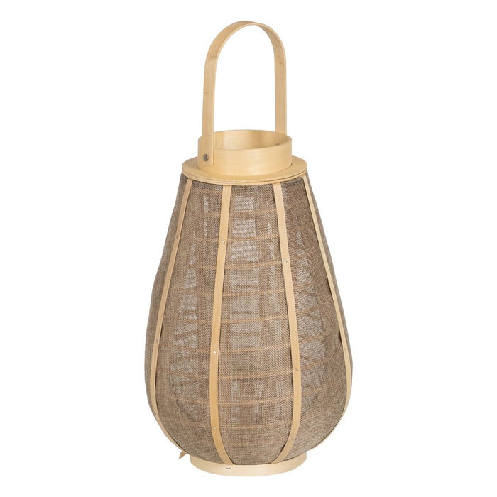 Farol Portavelas Farol Beige Natural Yute Cristal 26 x 26 x 41 cm