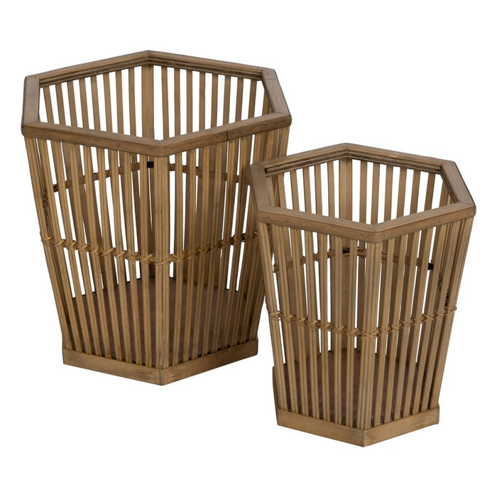 Set de pots de fleurs Naturel Bambou 39 x 34,5 x 35 cm (2 Unités)