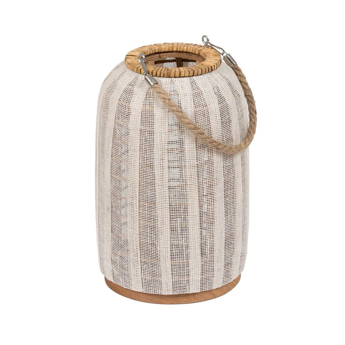 Lanterne Beige Naturel Bambou Verre 20 x 20 x 33 cm