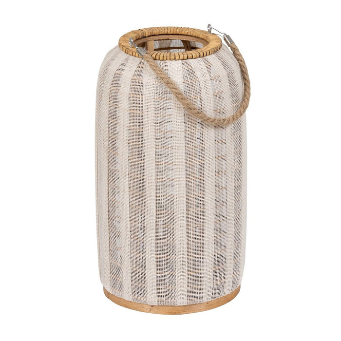 Lanterne Beige Naturel Bambou Verre 25 x 25 x 45 cm