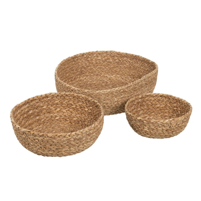 Cesta Decorativa Fibra natural 34 x 34 x 11 cm (3 Unidades)