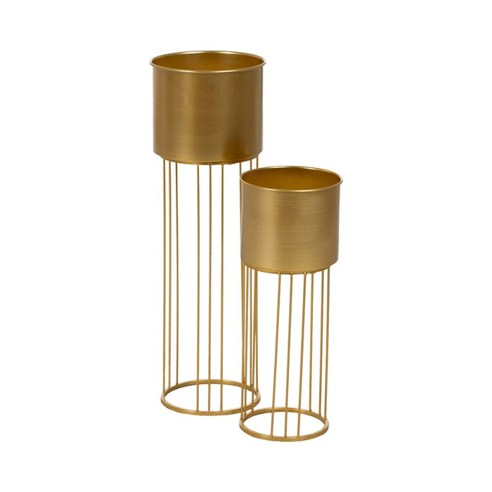 Set of Planters Golden Iron 22,5 x 22,5 x 69,2 cm