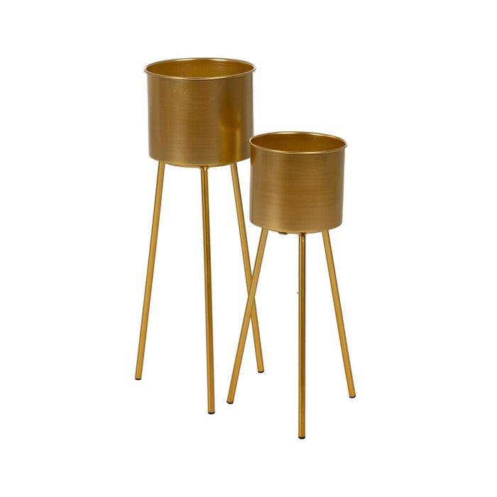 Set of Planters Golden Iron 28 x 24 x 69 cm