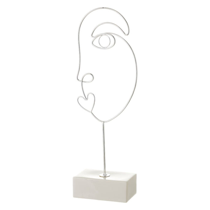 Figurine Décorative Blanc Argenté Céramique Fer 15,7 x 8 x 42,9 cm