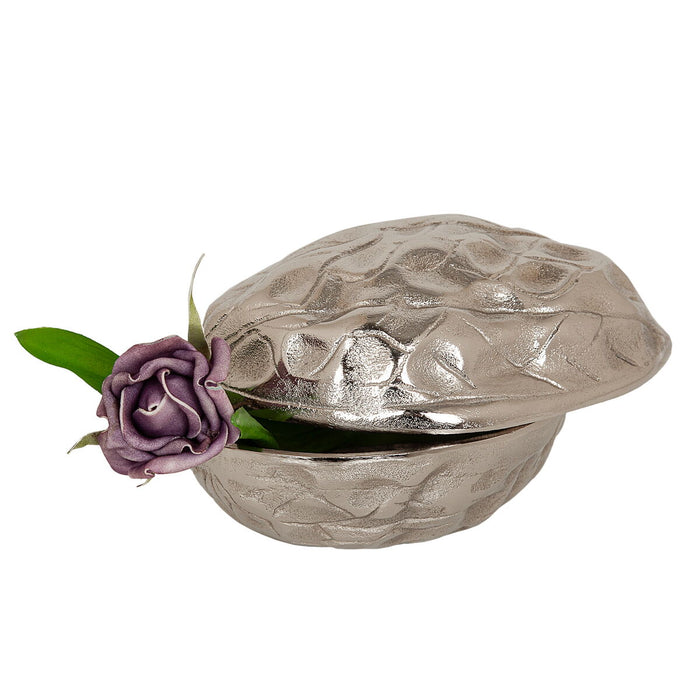 Decorative box Romimex Silver Aluminium Nutshell 20 x 13 x 13 cm