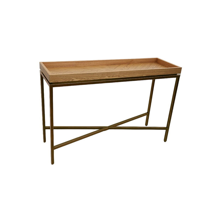 Console Romimex Natural Metal MDF Wood 120 x 32 x 15 cm