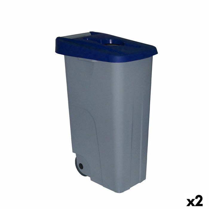 Cubo de Basura con Ruedas Denox Azul 85 L 58 x 41 x 76 cm (2 Unidades)