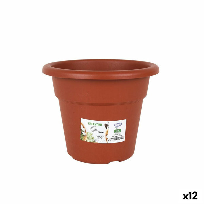 Maceta Dem Greentime Redonda Marrón ø 18 x 14,6 cm (12 Unidades)