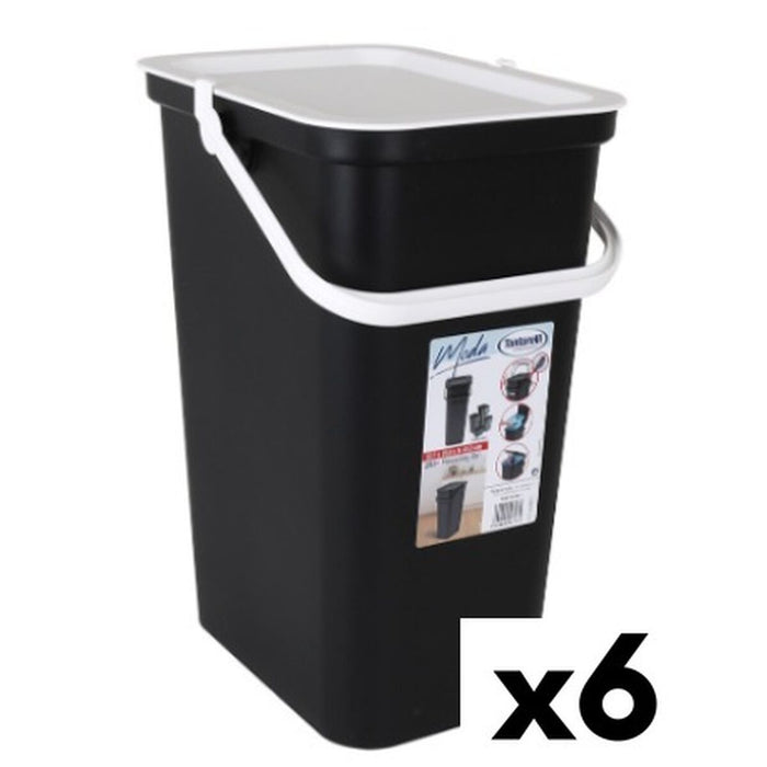 Recycling Waste Bin Tontarelli Moda White Black 24 L (6 Units)