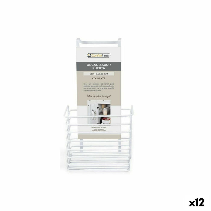 Cesta para Estante de Cocina Confortime 19 x 12 x 36 cm Blanco (12 Unidades)