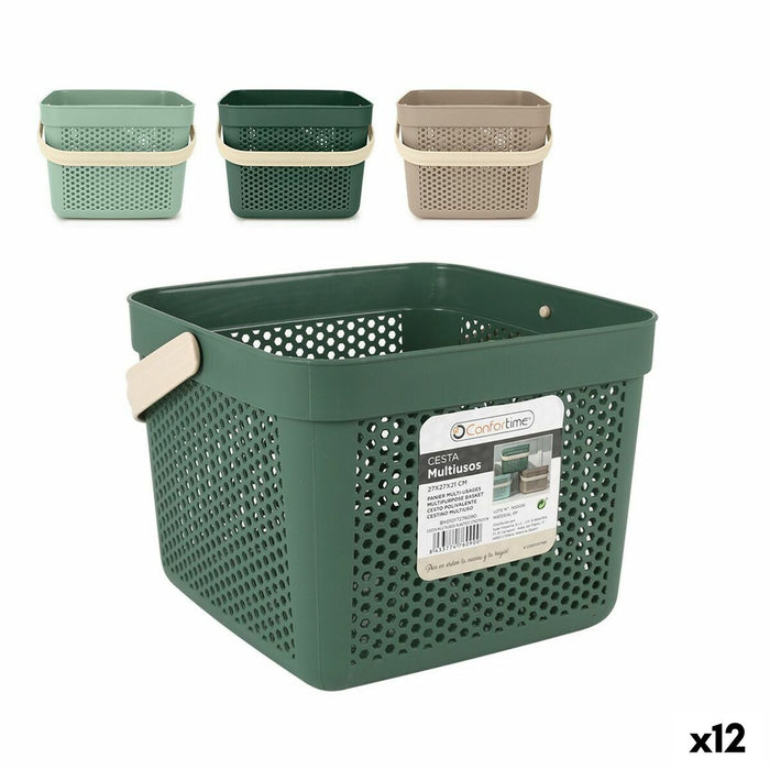 Cesta Multiusos Confortime Plástico 12 L 27 x 27 x 21 cm (12 Unidades)