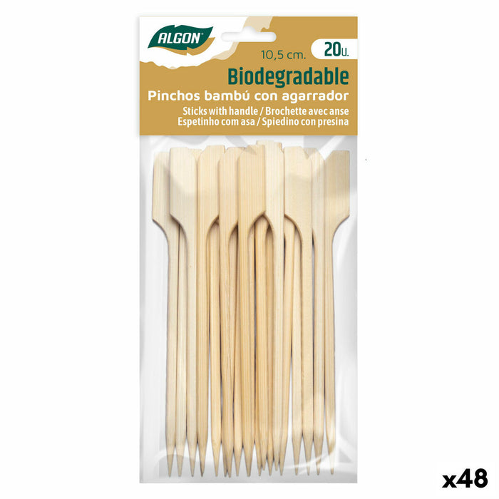 Palillos de Bambú Algon 10,5 cm Set 20 Piezas (48 Unidades)