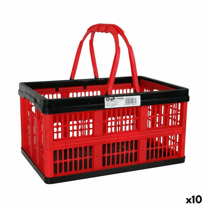 Boîte pliable avec poignées Tontarelli Voilà 16 L Rouge 39 x 25,5 x 21 cm (10 Unités)