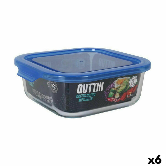 Fiambrera Cuadrada con Tapa Quttin Azul 1,1 L (6 Unidades)