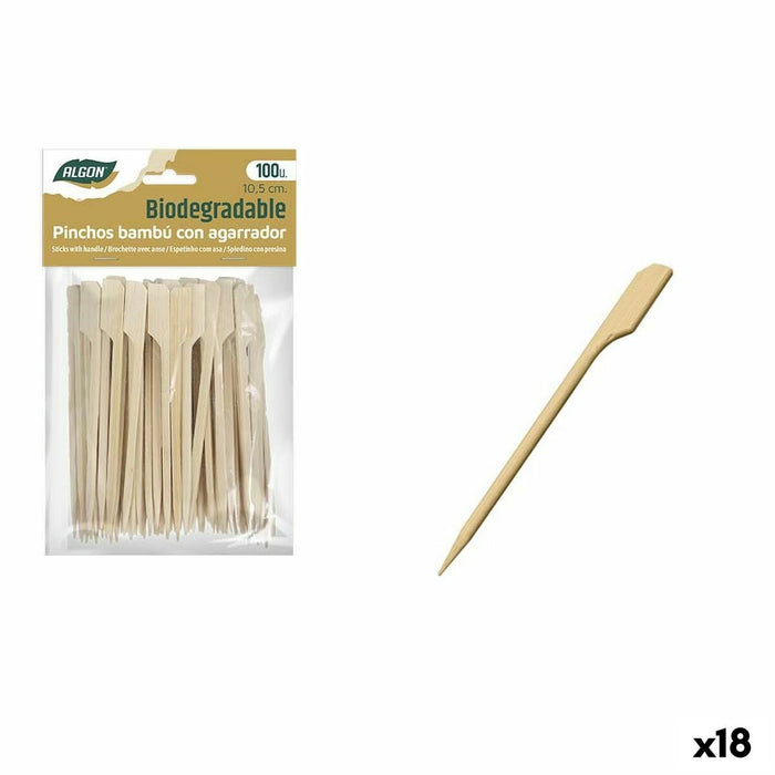 Set de Pinchos para Barbacoa Algon Bambú 100 Piezas 10,5 cm (18 Unidades)