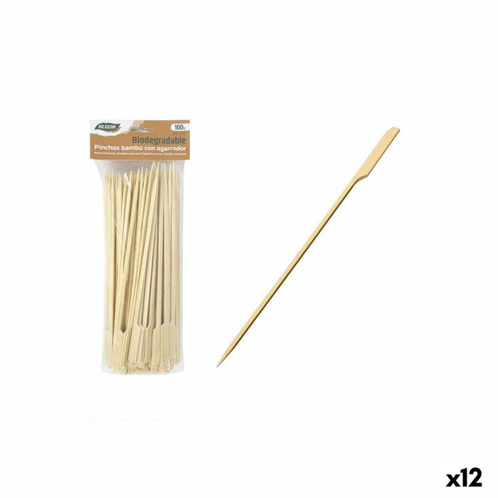 Set de Pinchos para Barbacoa Algon Bambú 100 Piezas 24 cm (12 Unidades)